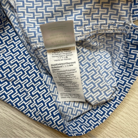 J. Crew Mid Length 7” Blue White Swim Lined Shorts Trunks Mens Size 32 - Picture 11 of 15